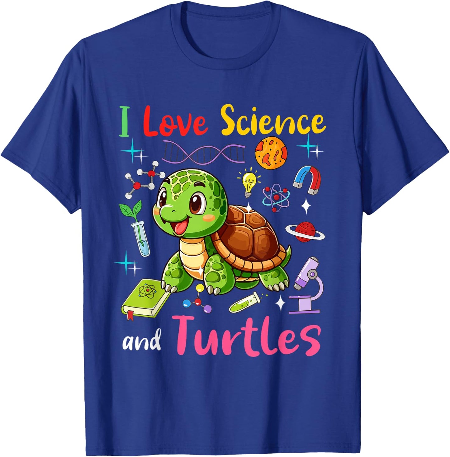 Love Science And Turtles Matching Teacher Student Lover T-Shirt - T-Shirt | Royal