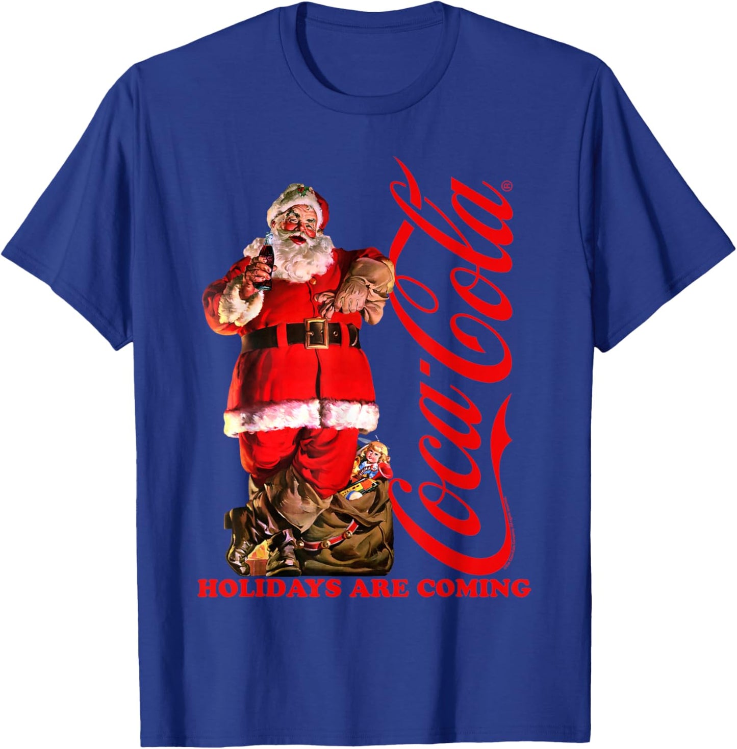 Coca Cola Christmas Holidays Are Coming Santa Lean T-Shirt - T-Shirt | Royal