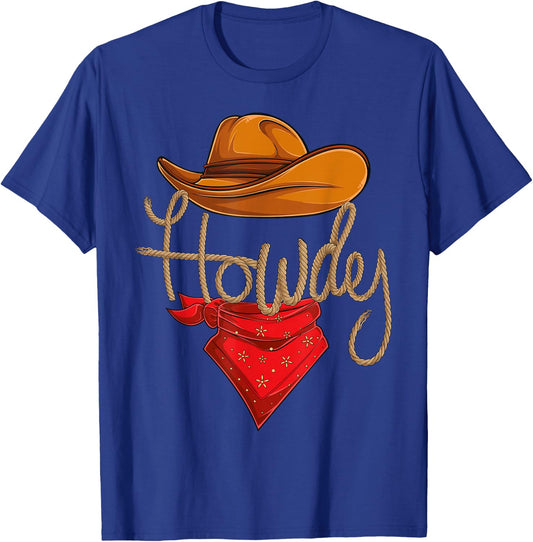 Howdy Cowboy Cowgirl Western Country Rodeo Howdy Men Boys T-Shirt - T-Shirt | Royal