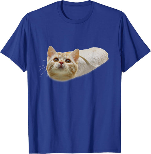 Purrito Kitty Cat in a Burrito Graphic Funny T-Shirt - T-Shirt | Royal