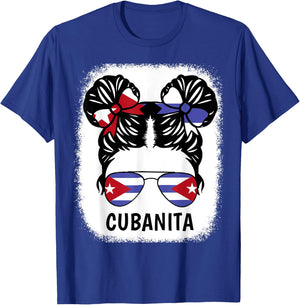 Cuban Girl Cubanita Cuba Flag Kids Women Hispanic Heritage T-Shirt - T-Shirt | Royal