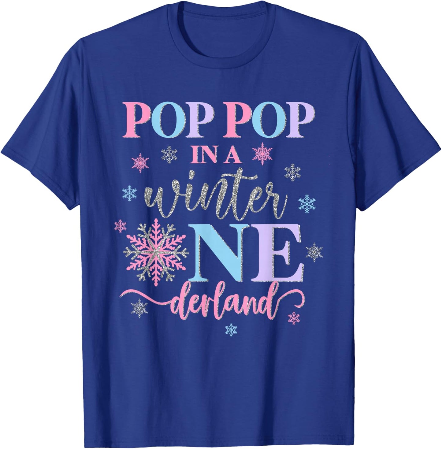 Pop Pop in a Winter Onederland Birthday Girl Sweet Snowflake T-Shirt - T-Shirt | Royal