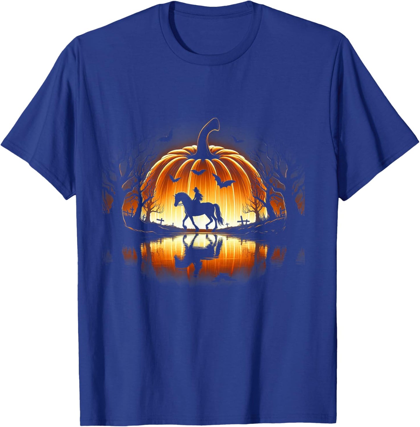 Halloween Horse Silhouette Pumpkin Costume Women Men T-Shirt - T-Shirt | Royal