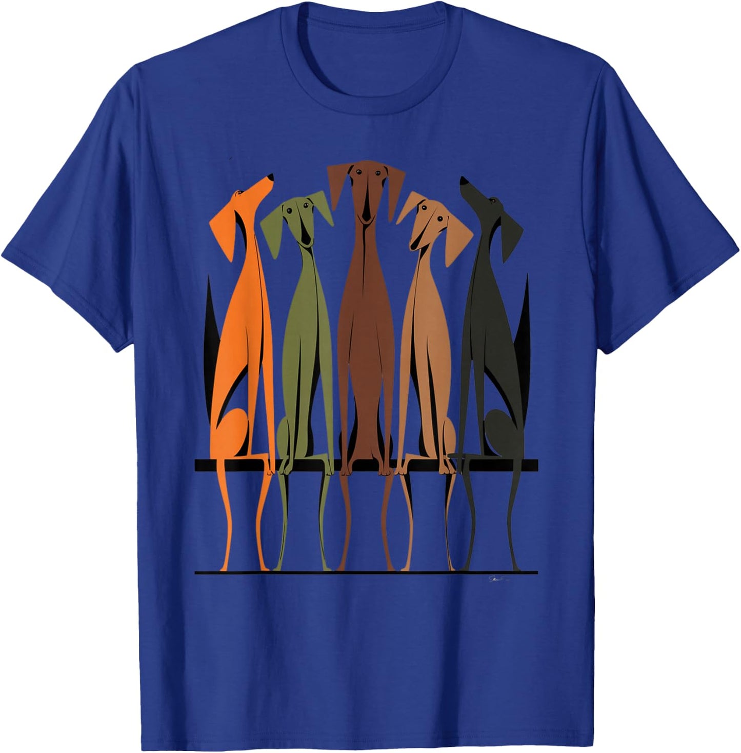 Vintage Retro Mid-Century Long Neck Dogs 50s 60s Style T-Shirt - T-Shirt | Royal