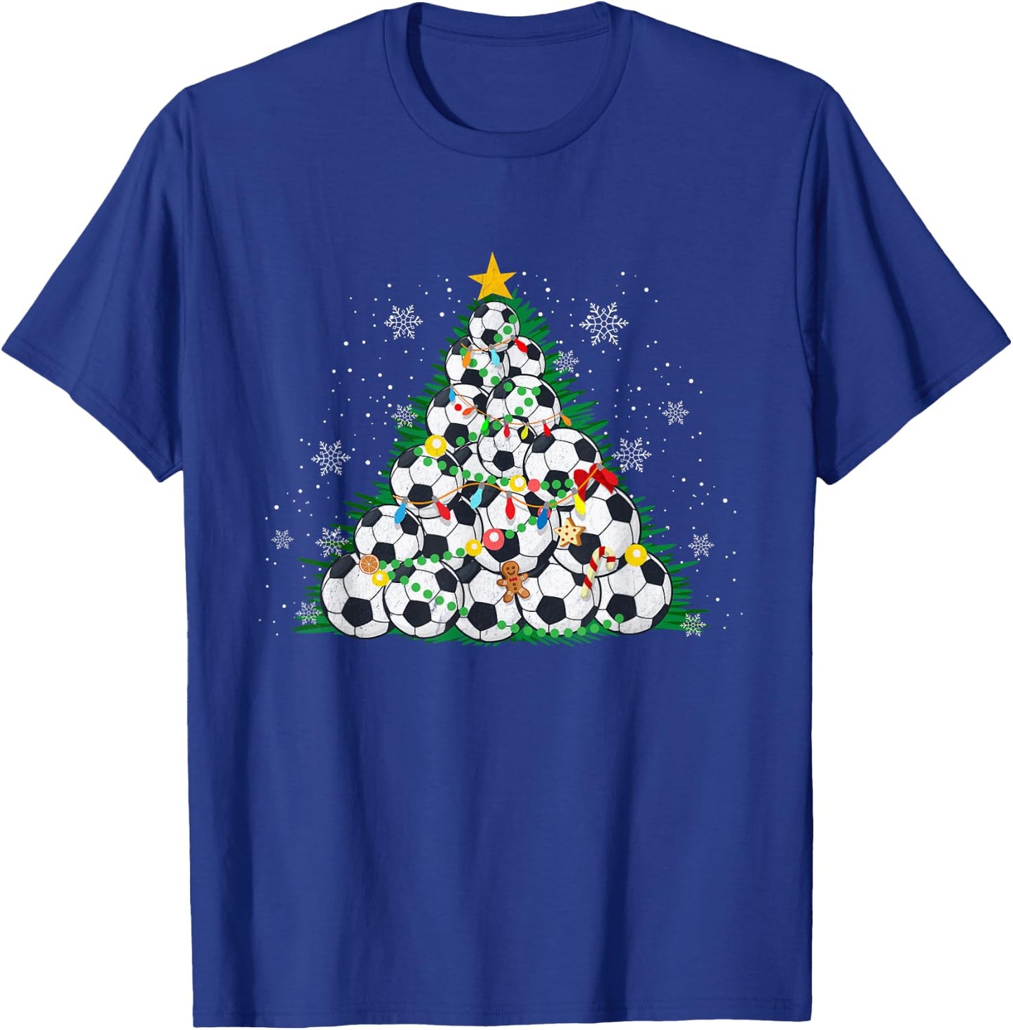 Funny Soccer Christmas Tree Lights Sport Fan Kids Boys Men T-Shirt - T-Shirt | Royal