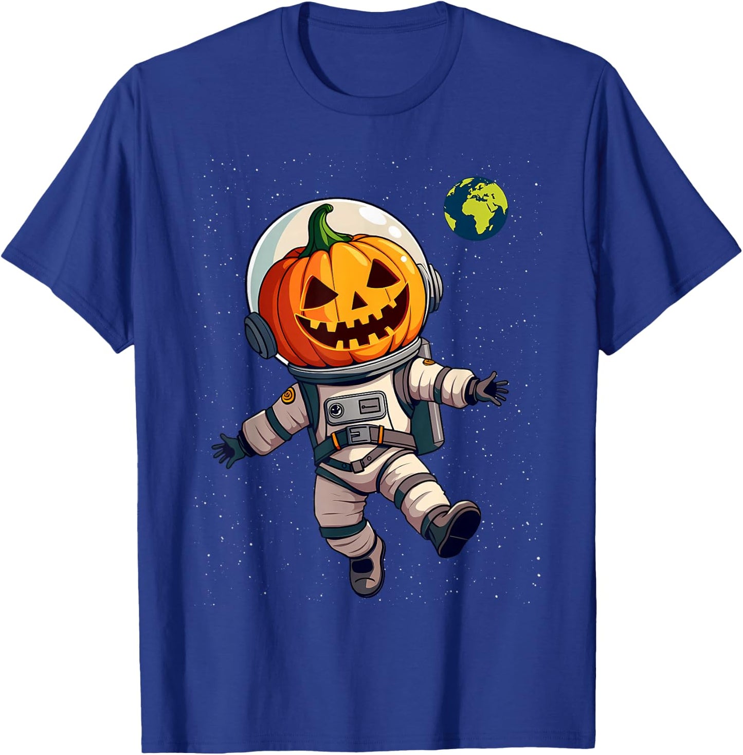 Austronaut Jack O Lantern Space Carved Pumpkin Halloween T-Shirt - T-Shirt | Royal