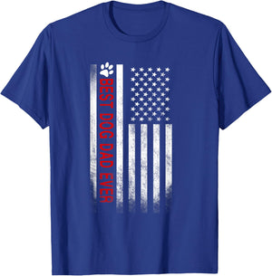 Best Dog Dad Ever American Flag Gift Best Father T-Shirt - T-Shirt | Royal