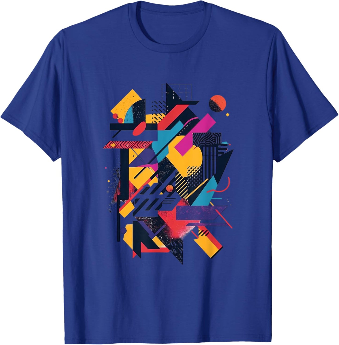 Modern Abstract Geometric Print T-Shirt - T-Shirt | Royal