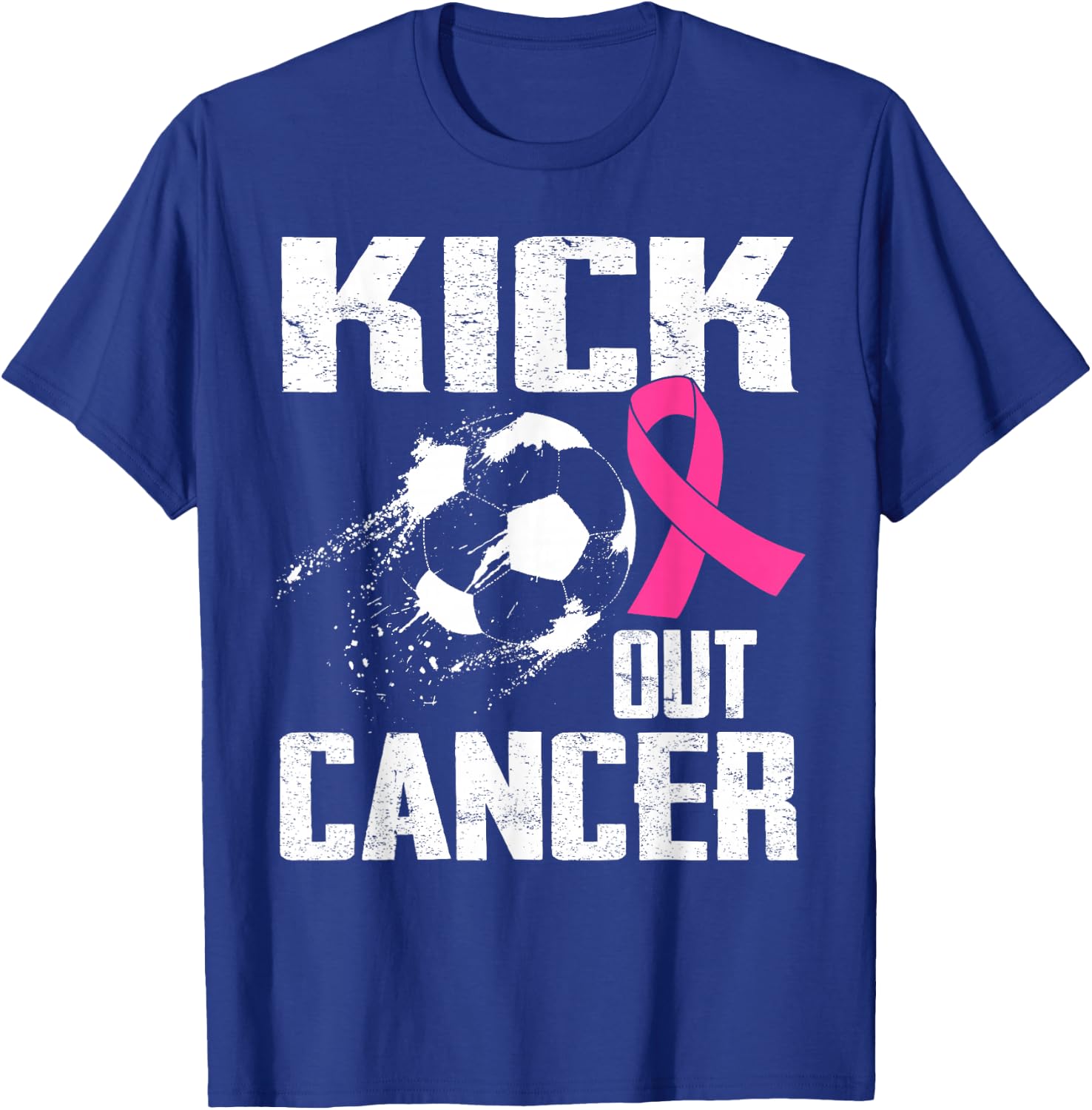 Breast Cancer Survivors Kick Out Cancer Soccer Ball Support T-Shirt - T-Shirt | Royal