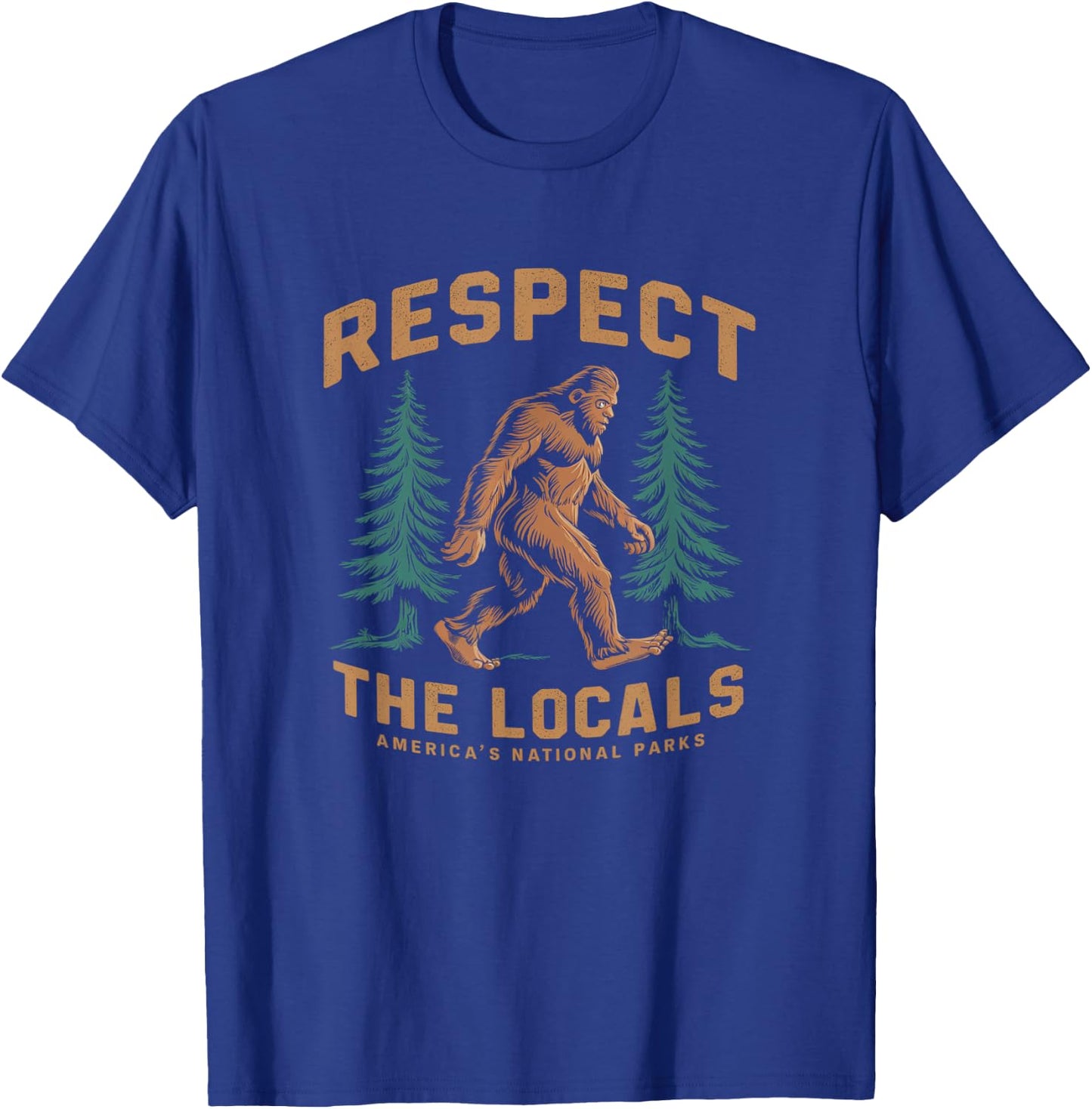 Kids Respect The Locals Bigfoot Sasquatch American National Parks - Black, Short Sleeve, , Small T-Shirt - T-Shirt | Royal