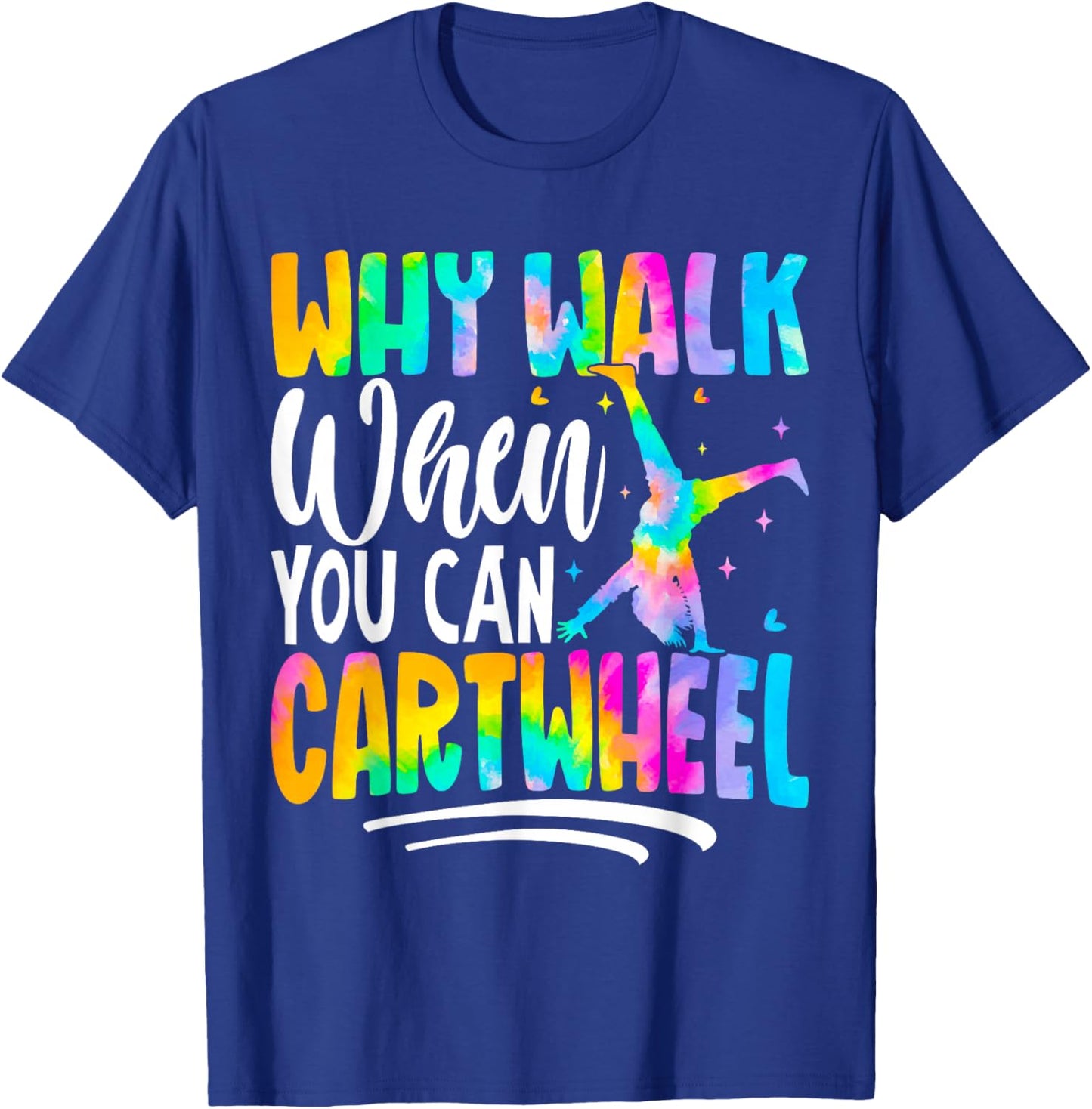 Cartwheel Gymnast Girl Tie Dye Gymnastic Girl Tumbling T-Shirt - T-Shirt | Royal