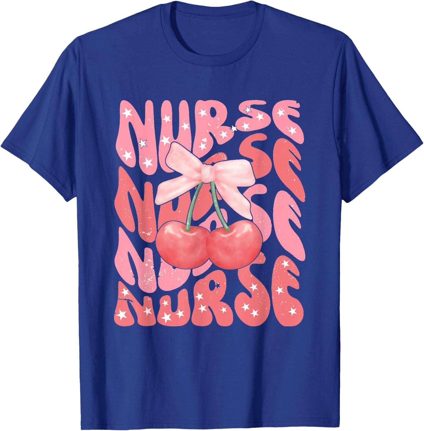 Cute Cherry Coquette Nurse Pink Bow Girlcore Nurse ICU ER RN T-Shirt - T-Shirt | Royal