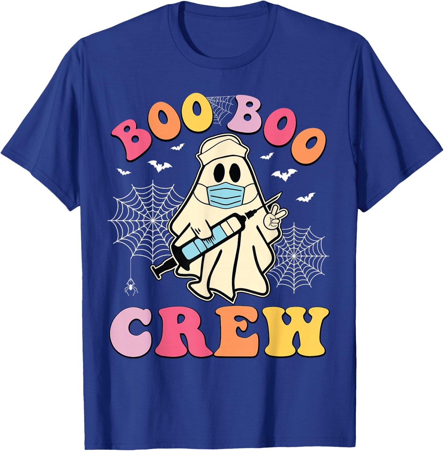 Groovy Boo Crew Nurse Funny Ghost Women Halloween Nurse T-Shirt - T-Shirt | Royal