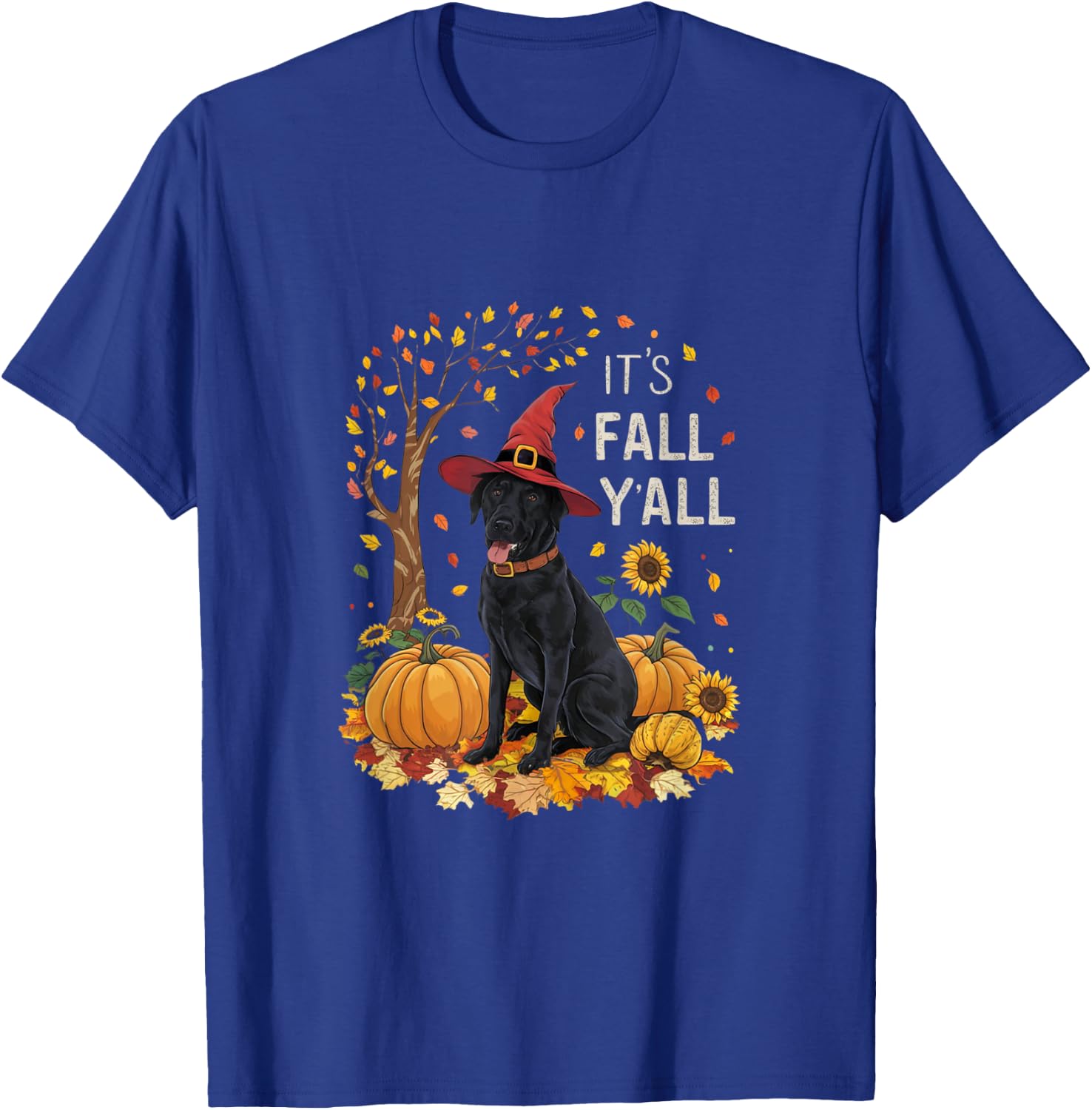 It's Fall Y'all Labrador Black Lab Halloween Thanksgiving T-Shirt - T-Shirt | Royal