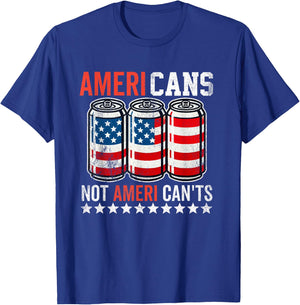 Funny American Beer Cans Ameri Can Not Ameri Can't USA T-Shirt - T-Shirt | Royal
