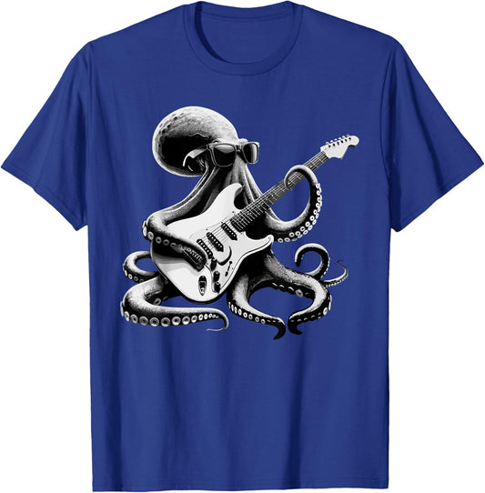 Guitar Octopus Novelty Rock Music Band Concert Funny Guitar T-Shirt - T-Shirt | Royal