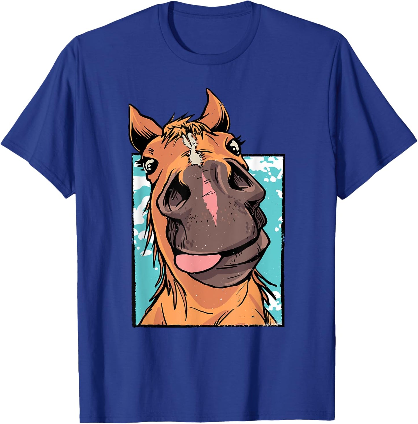 Goofy Horse Sticking Tongue Out Funny Farm Animal Horse Gift T-Shirt - T-Shirt | Royal