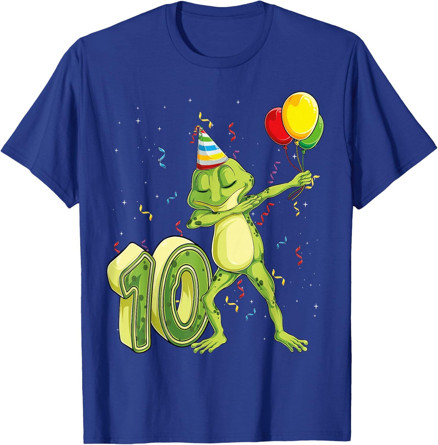 Funny Dab Frog 10th Birthday Ten 10 Years Old Bday Kids Boys T-Shirt - T-Shirt | Royal