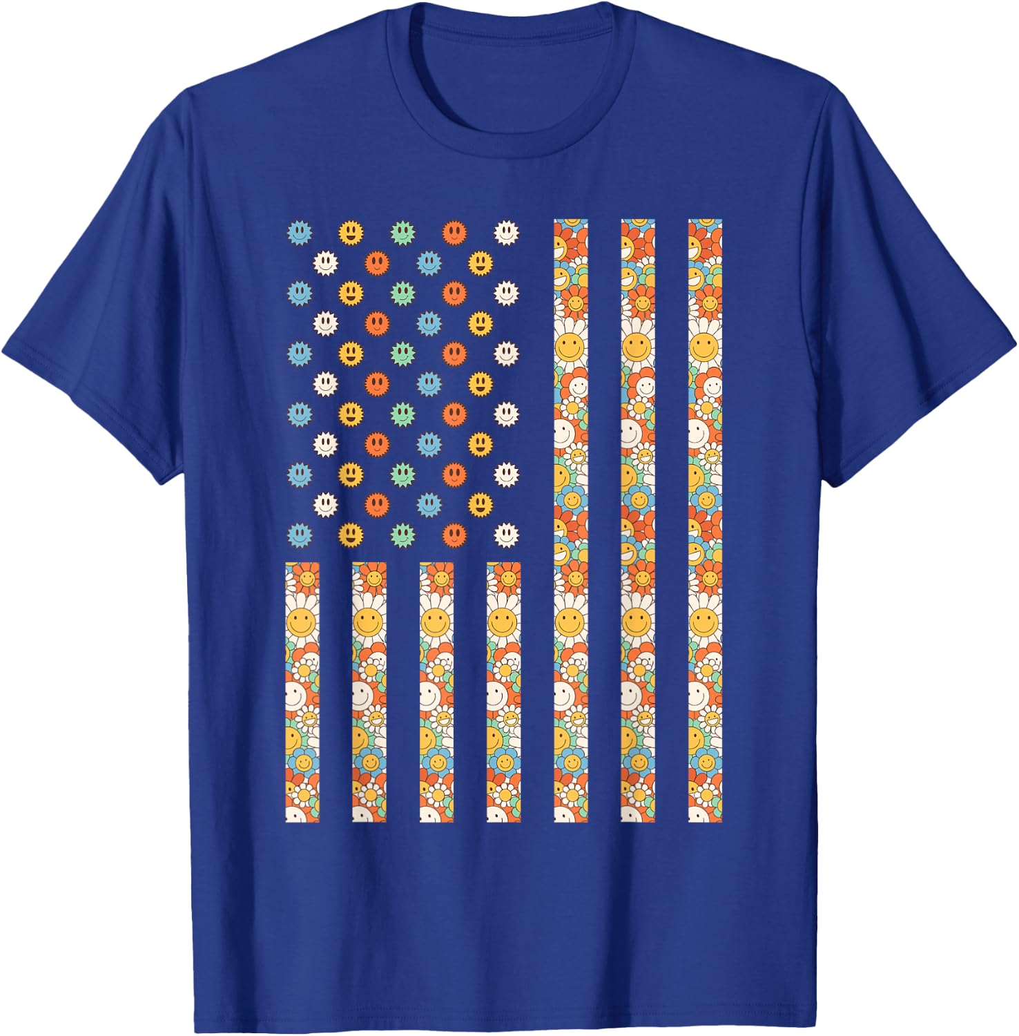 Hippy USA Outfit American Flag Hippie 1960s 1970s USA Groovy T-Shirt - T-Shirt | Royal