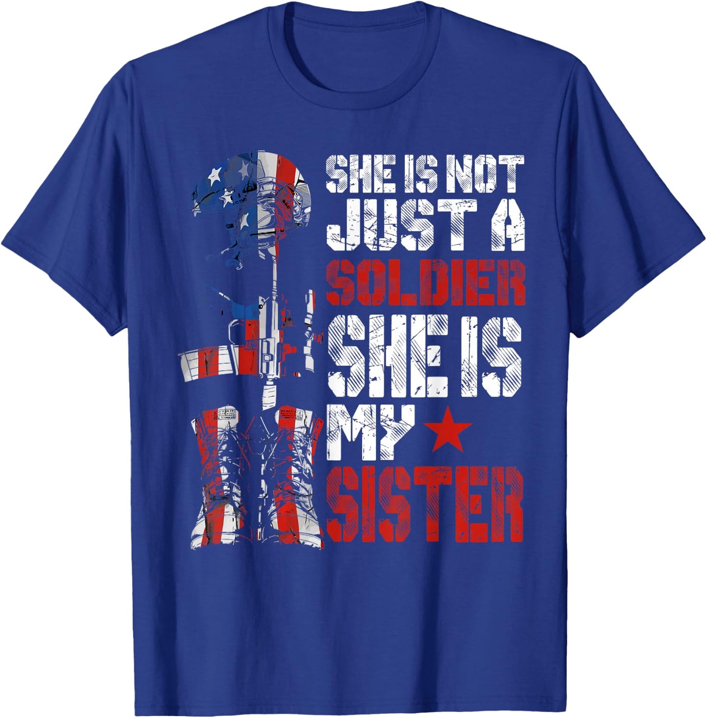 Soldier Sister Proud Army Brother Military Family US T-Shirt - T-Shirt | Royal