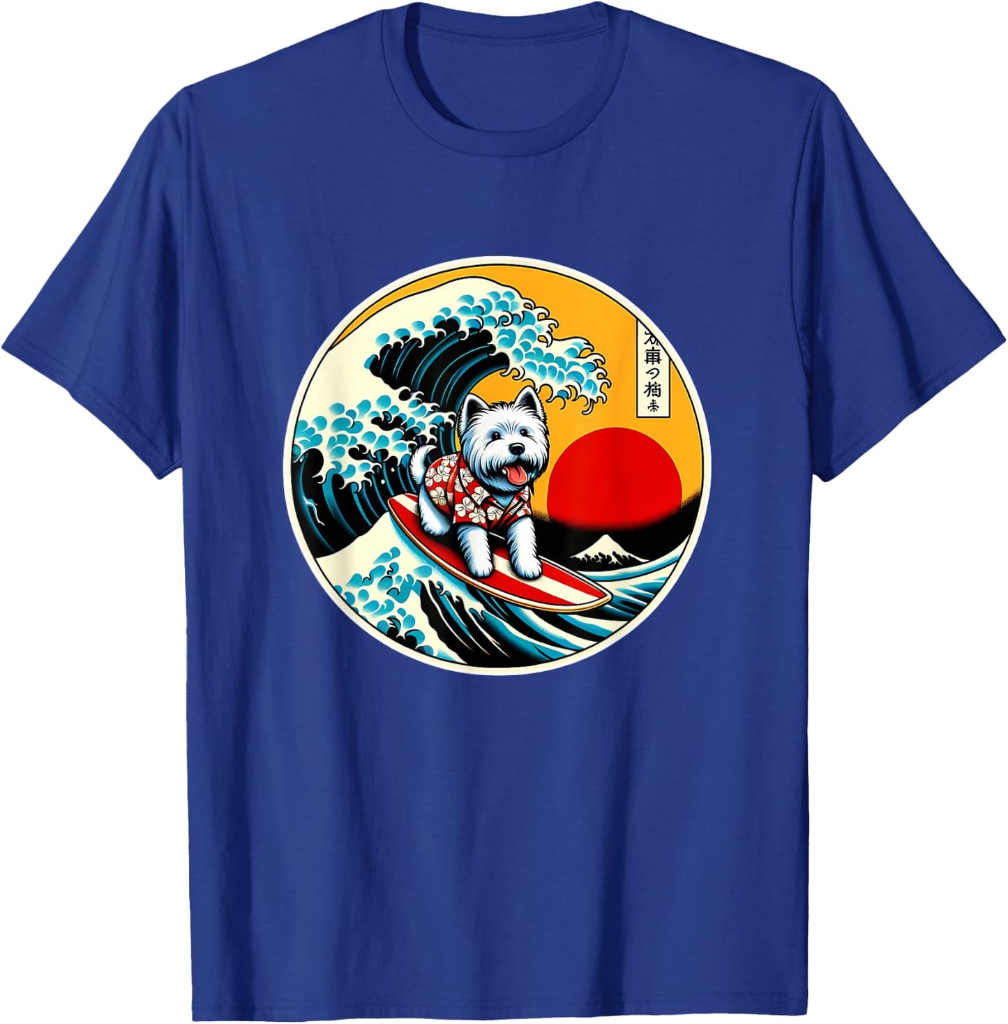 Great Wave Kanagawa Westie dog Surfing Women Kids T-Shirt - T-Shirt | Royal