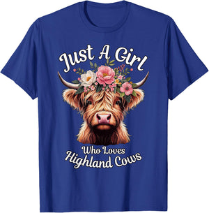 Scottish Highland Cattle Just A Girl Who Love Highland Cows T-Shirt - T-Shirt | Royal