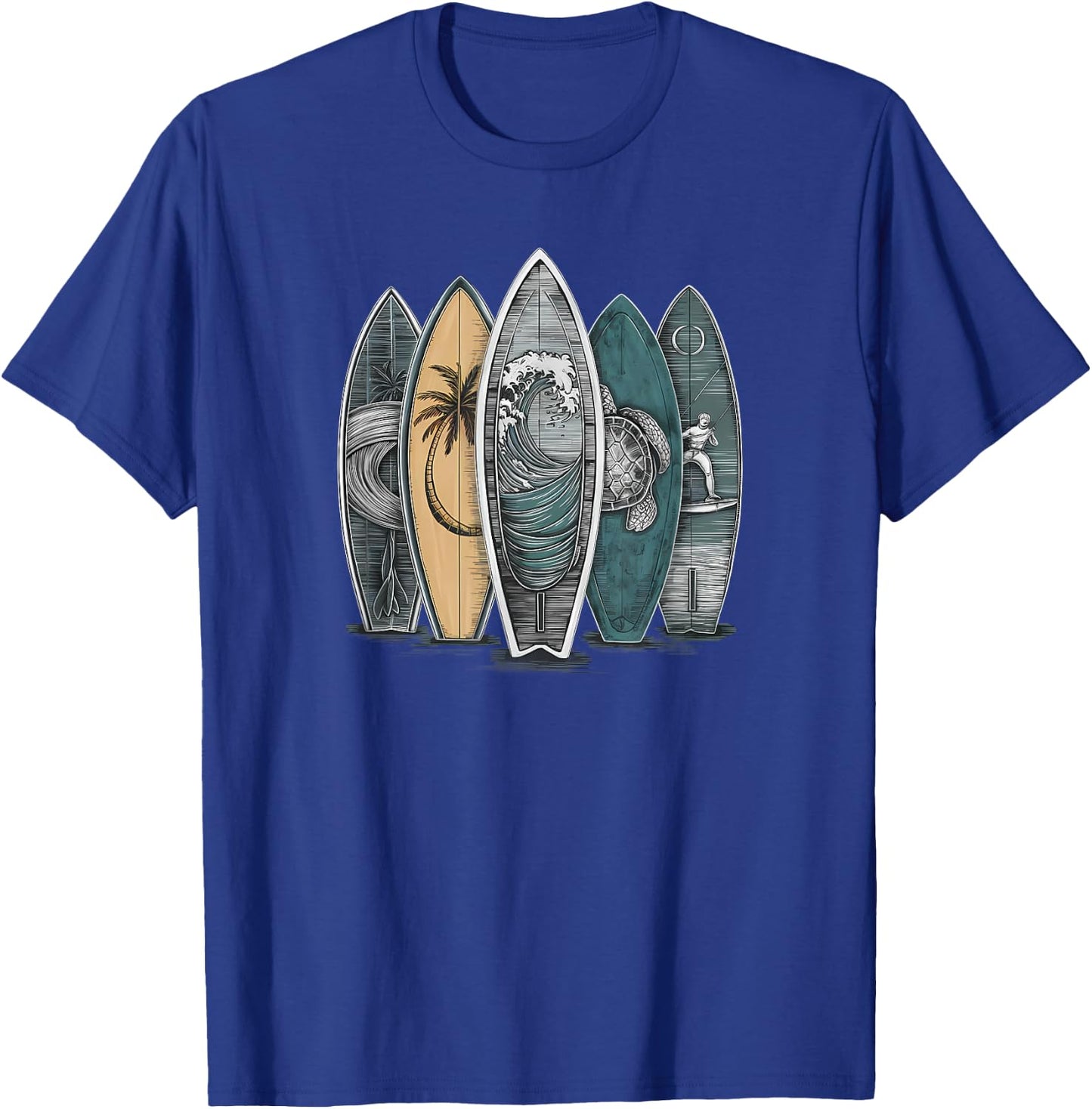 Surfing Tropical Surfboards Vintage Surfboarder Surfer T-Shirt - T-Shirt | Royal