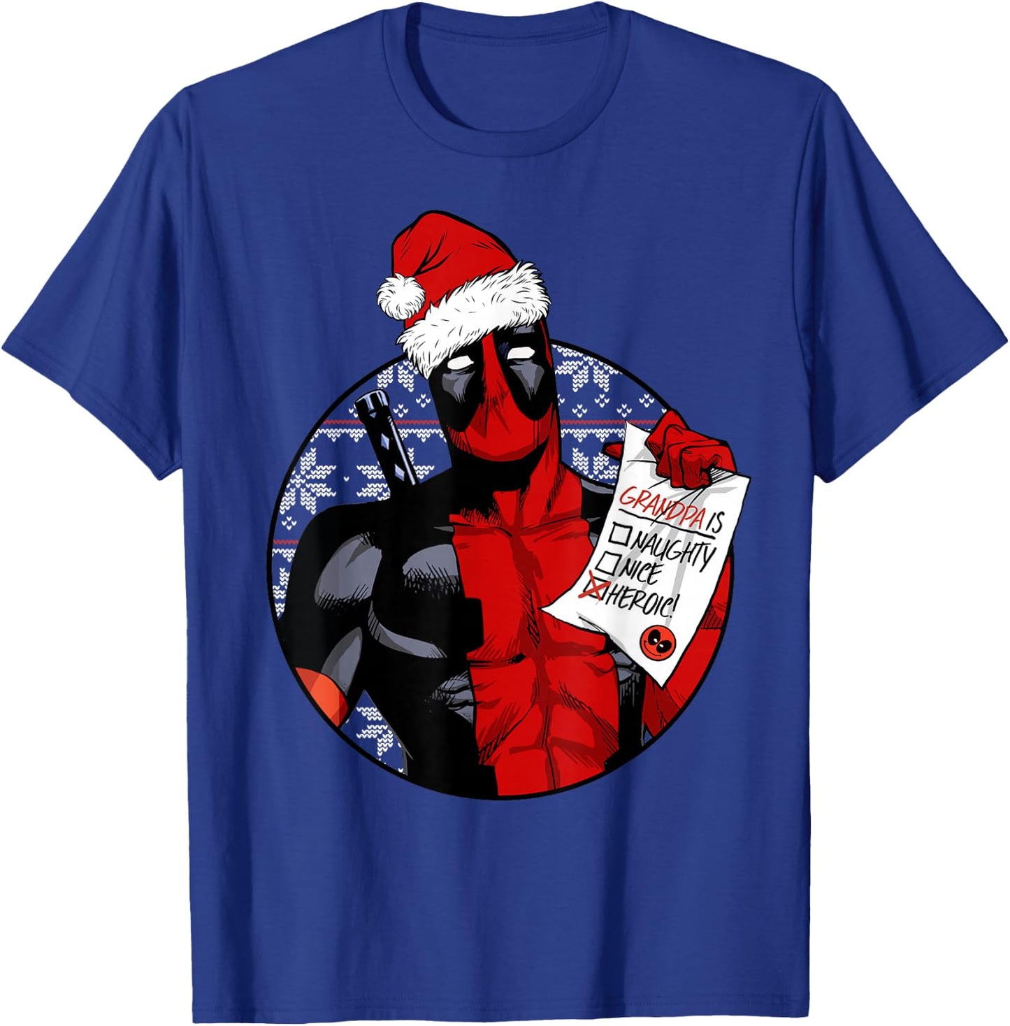 Marvel Deadpool List Grandpa Is Heroic Christmas T-Shirt - T-Shirt | Royal