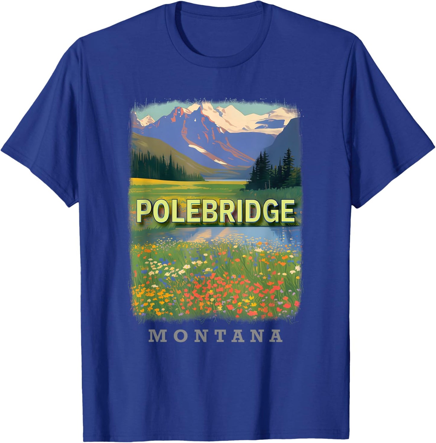 Polebridge Montana MT Northern Rockies Panorama SD339 T-Shirt - T-Shirt | Royal