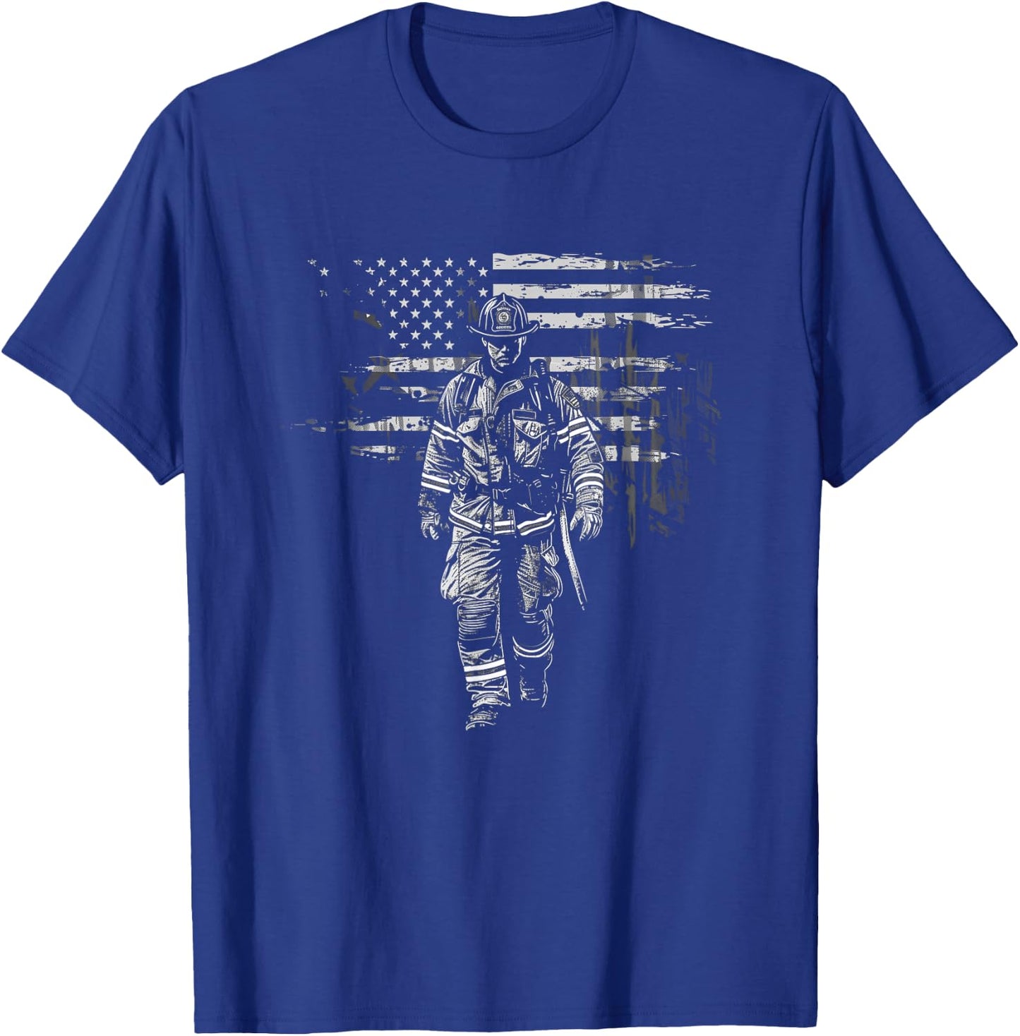 Fireman American Flag US Firefighter T-Shirt - T-Shirt | Royal