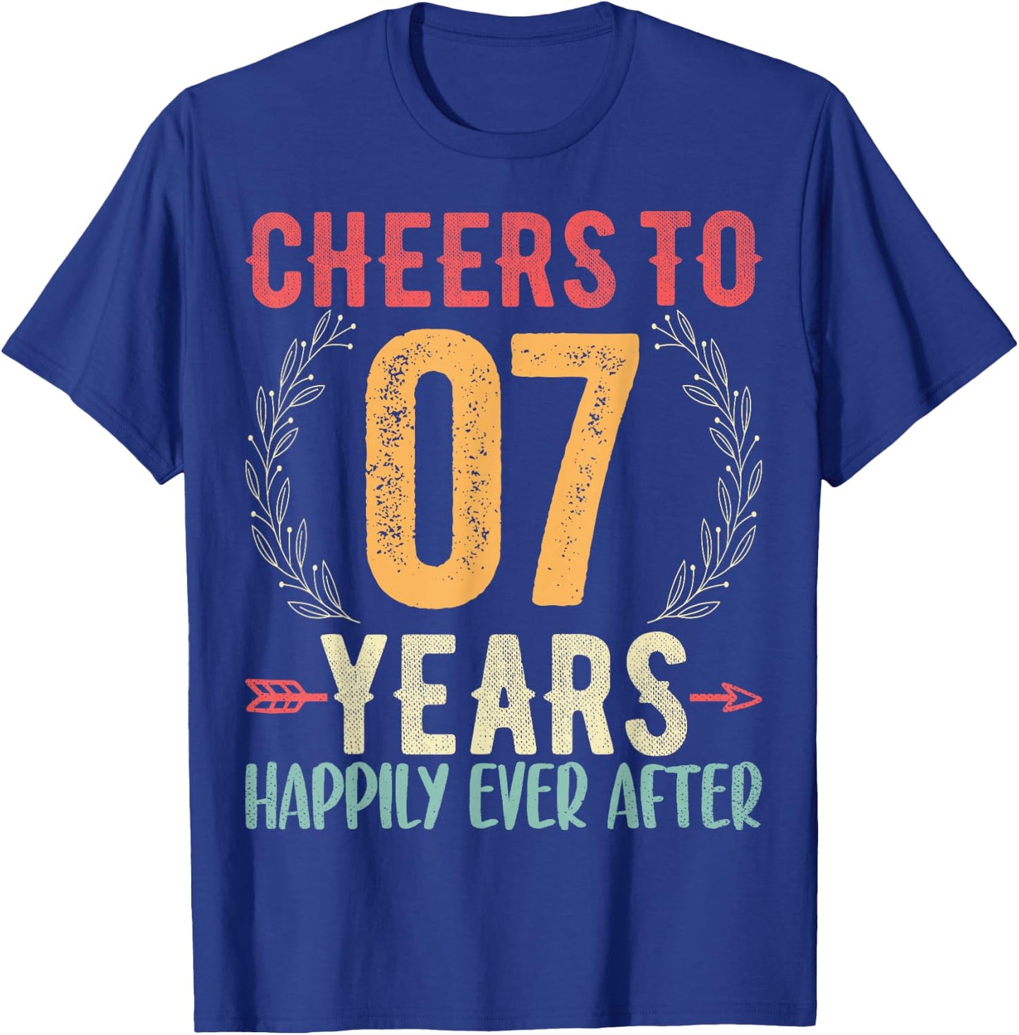 Cheers To 7 Years - 7th Wedding Anniversary Husband Wife T-Shirt - T-Shirt | Royal