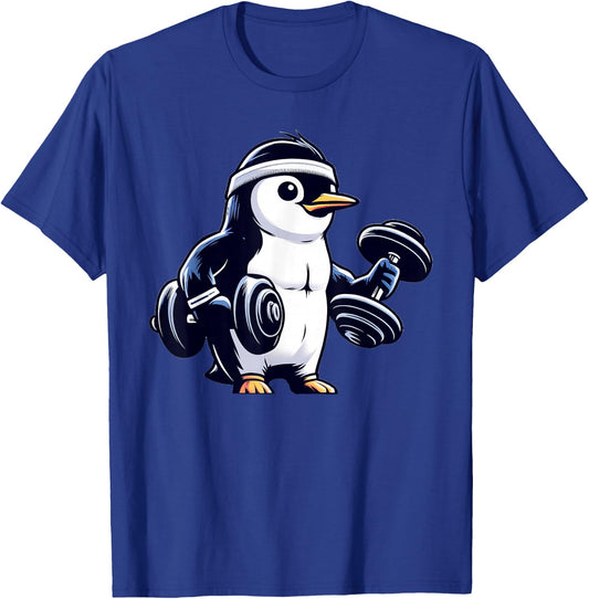 Penguin Powerlifting Weightlifting Gym Workout T-Shirt - T-Shirt | Royal