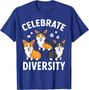 Corgi Funny Dog Lover Pembroke Welsh Celebrate Diversity T-Shirt - T-Shirt | Royal