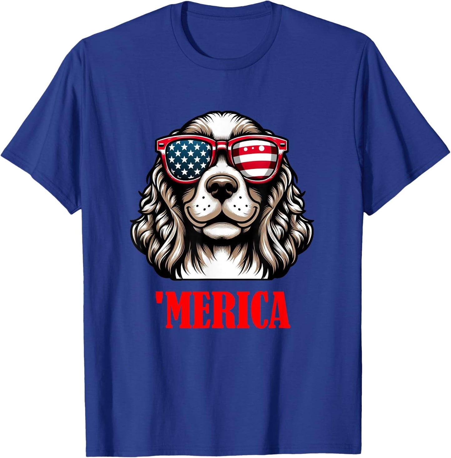 Cocker Spaniel Merica 4th of July US Flag T-Shirt - T-Shirt | Royal