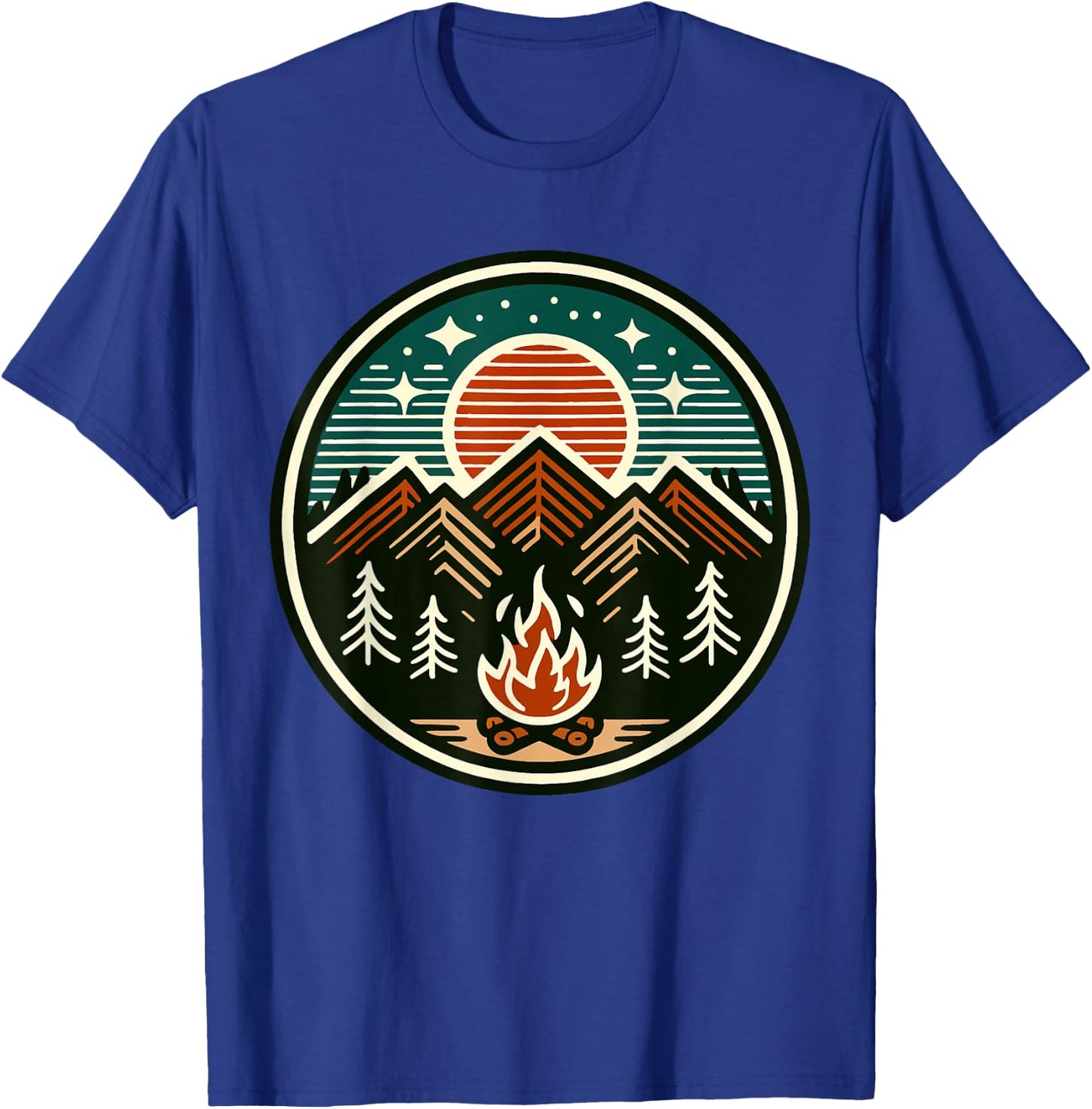 Retro Vintage Campfire Camping Camper Outdoor Camp Men Women T-Shirt - T-Shirt | Royal