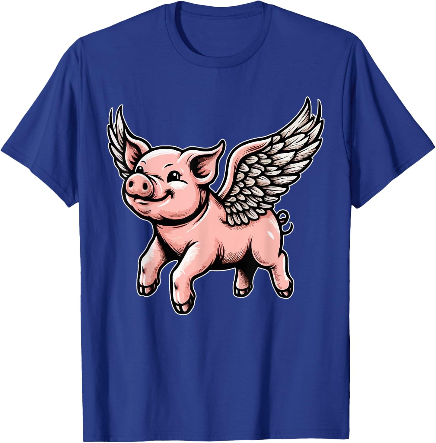 Flying Pig with Wings Dreamers Delight Pig Lovers Funny T-Shirt - T-Shirt | Royal