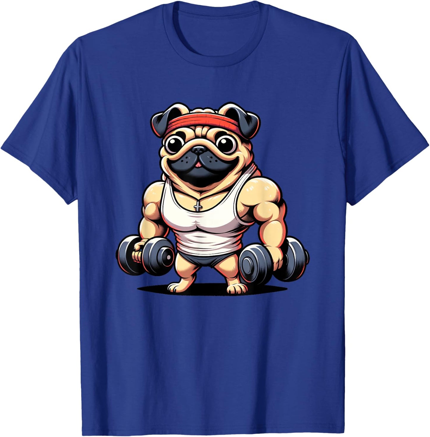 Pug Lifting Weights Dog Women Girls Kids T-Shirt - T-Shirt | Royal
