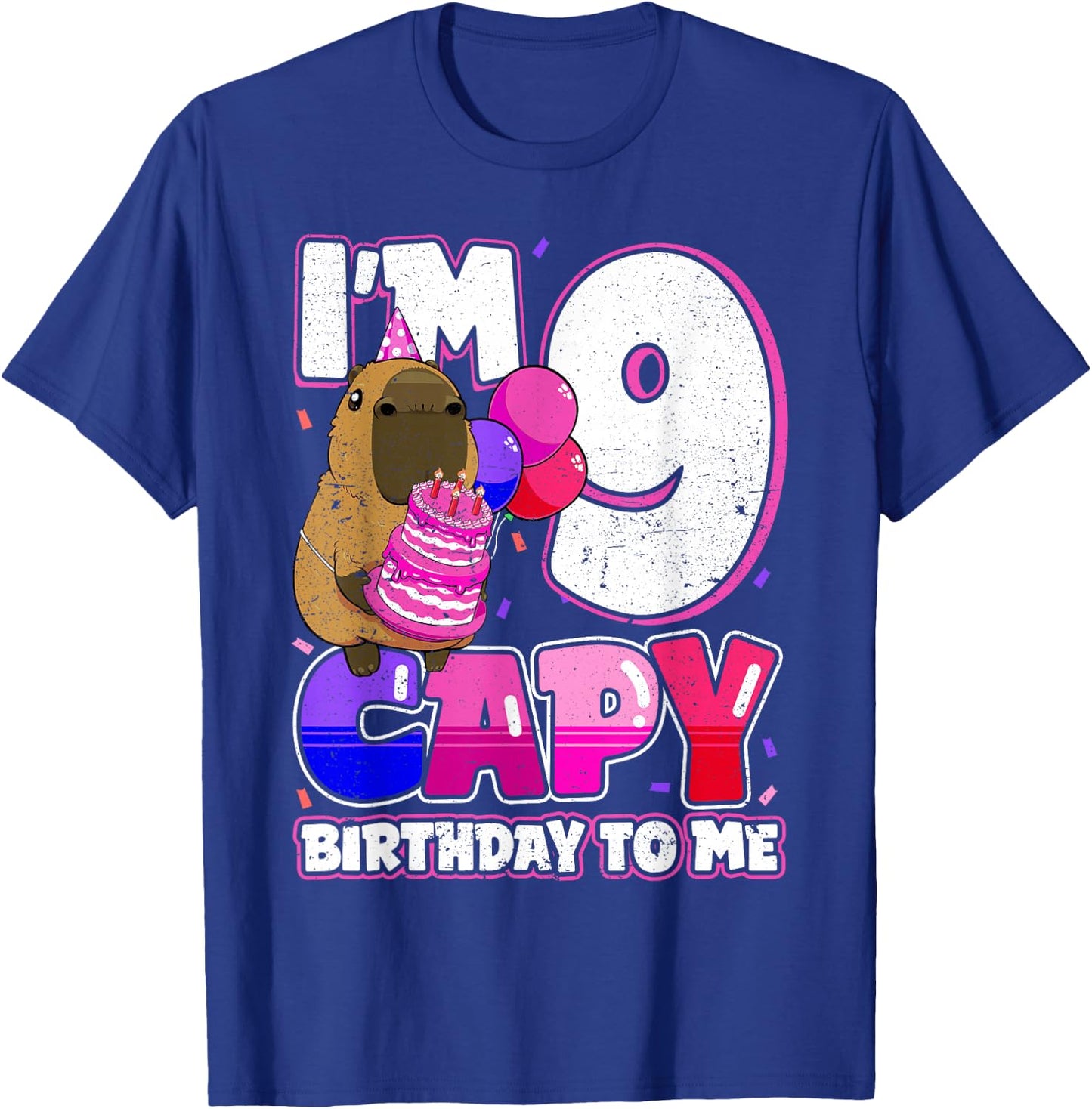 9 Years Capy Birthday to me Girls 9th Birthday Capybara T-Shirt - T-Shirt | Royal
