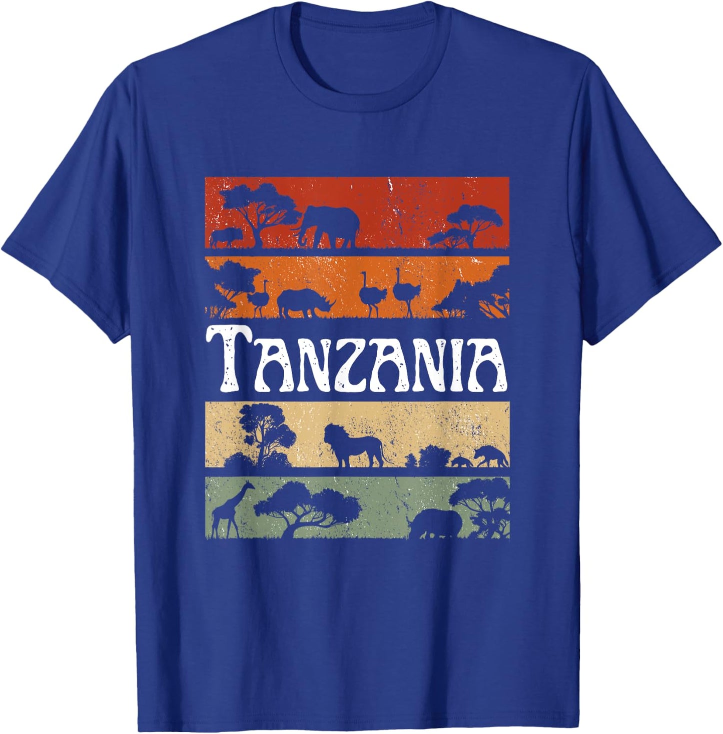 Retro Africa Tanzania Safari Travel Tanzania Tour T-Shirt - T-Shirt | Royal