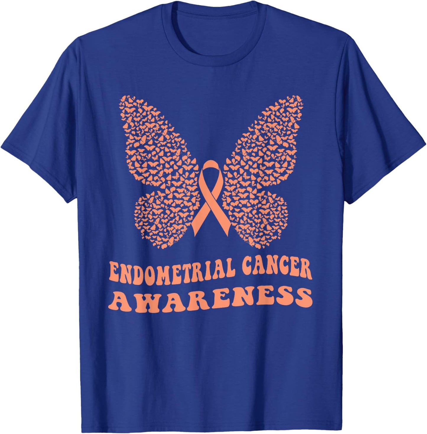 Endometrial Cancer Peach Ribbon Uterine Cancer Awareness T-Shirt - T-Shirt | Royal