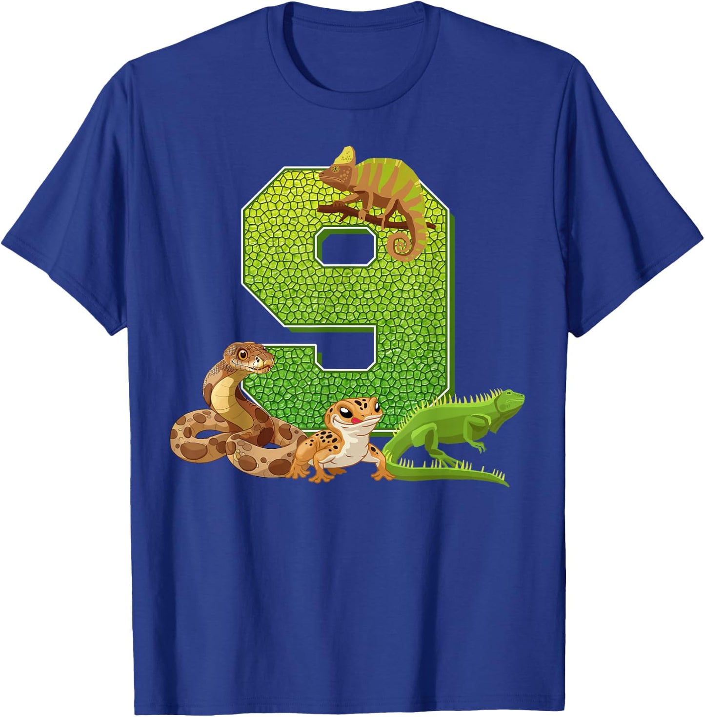 9 Bday Party 9 Years Old Reptile Animals T-Shirt - T-Shirt | Royal