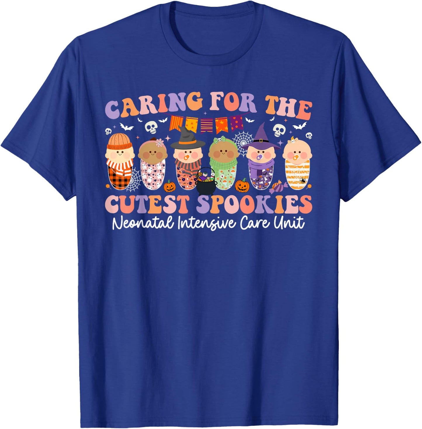 Caring For The Cutest Little Spookies NICU Nurse Halloween T-Shirt - T-Shirt | Royal