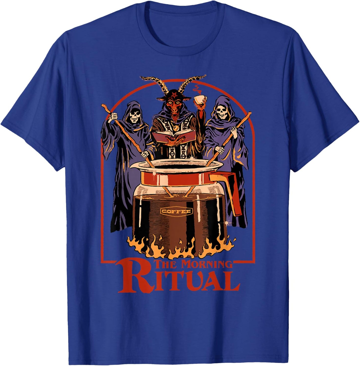 Halloween Satan Skeleton The Morning Ritual Coffee Lovers T-Shirt - T-Shirt | Royal
