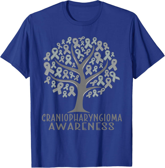 Craniopharyngioma Awareness Tree Ribbons, Wear grey T-Shirt - T-Shirt | Royal