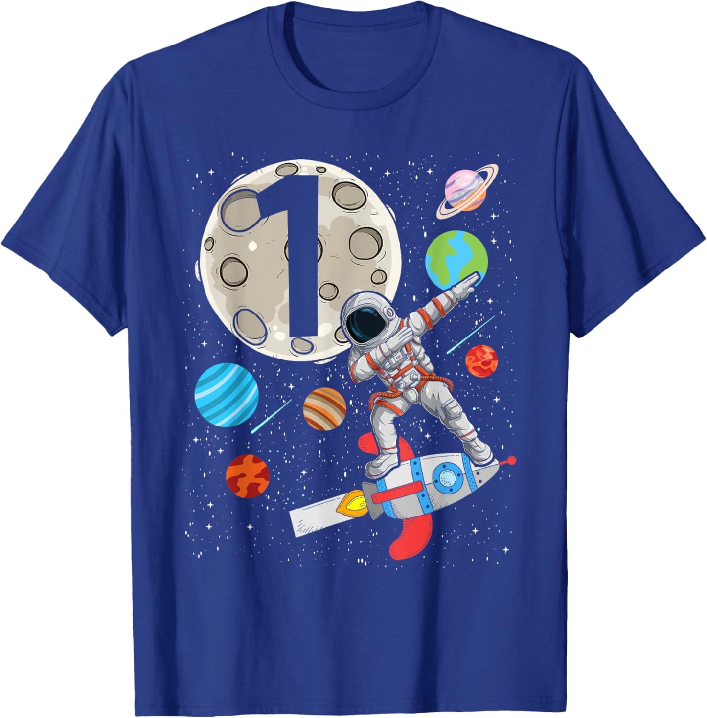 1 Years Old Birthday Boy Astronaut 1st Birthday T-Shirt - T-Shirt | Royal