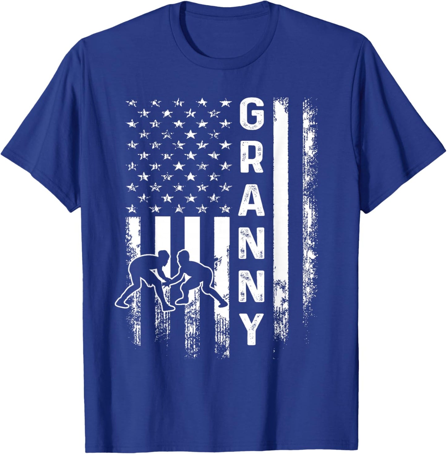 Wrestling Granny America Flag Vintage Christmas Xmas T-Shirt - T-Shirt | Royal