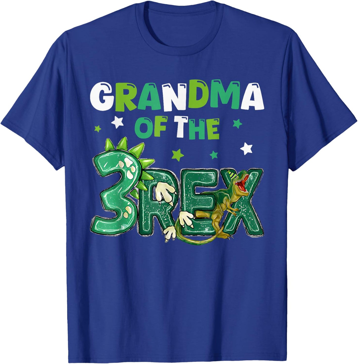 Grandma of the Three Rex Birthday Dinosaur Family Matching T-Shirt - T-Shirt | Royal