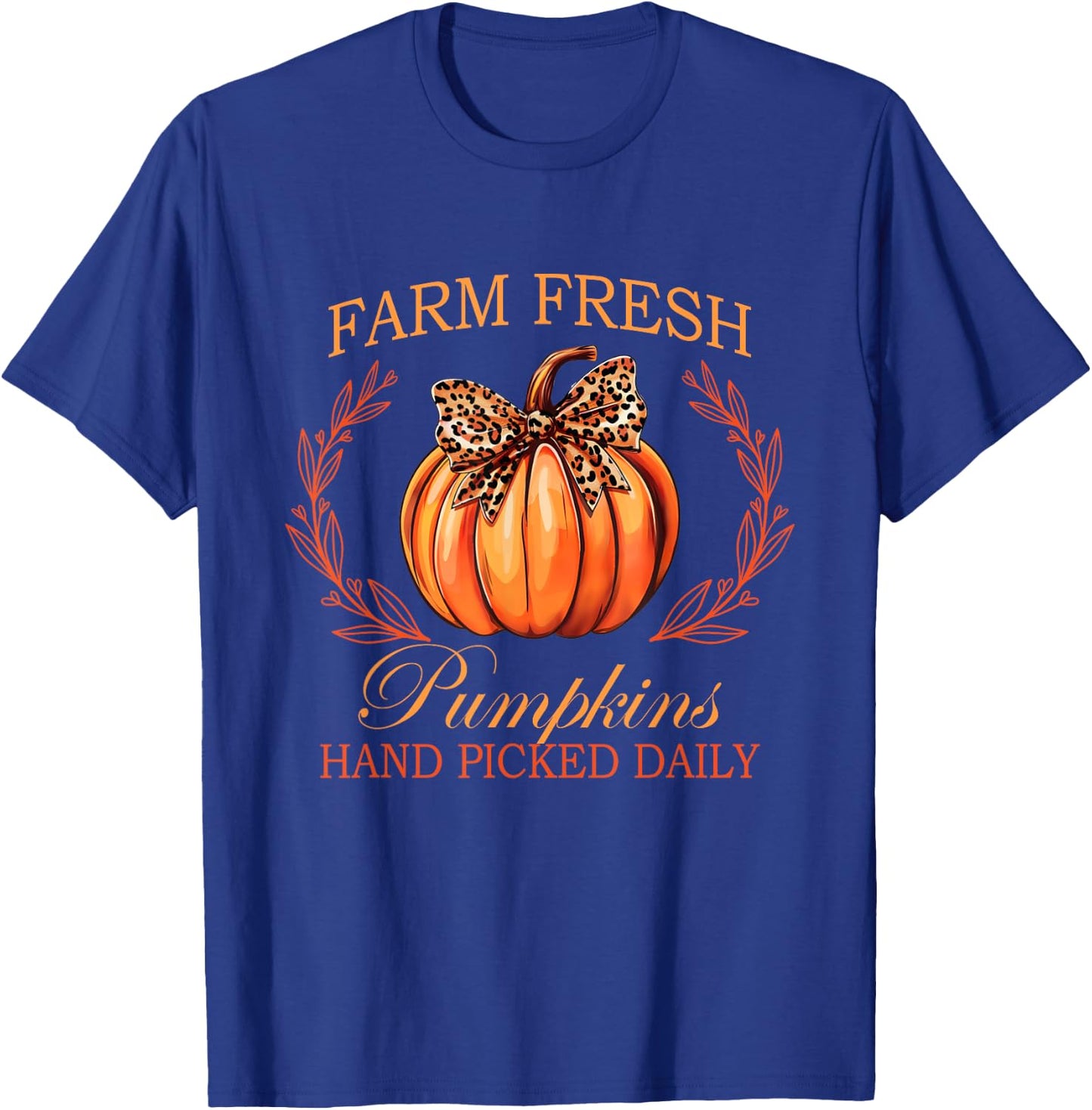 Farm Fresh Pumpkin Patch Coquette Bow Autumn Halloween Funny T-Shirt - T-Shirt | Royal