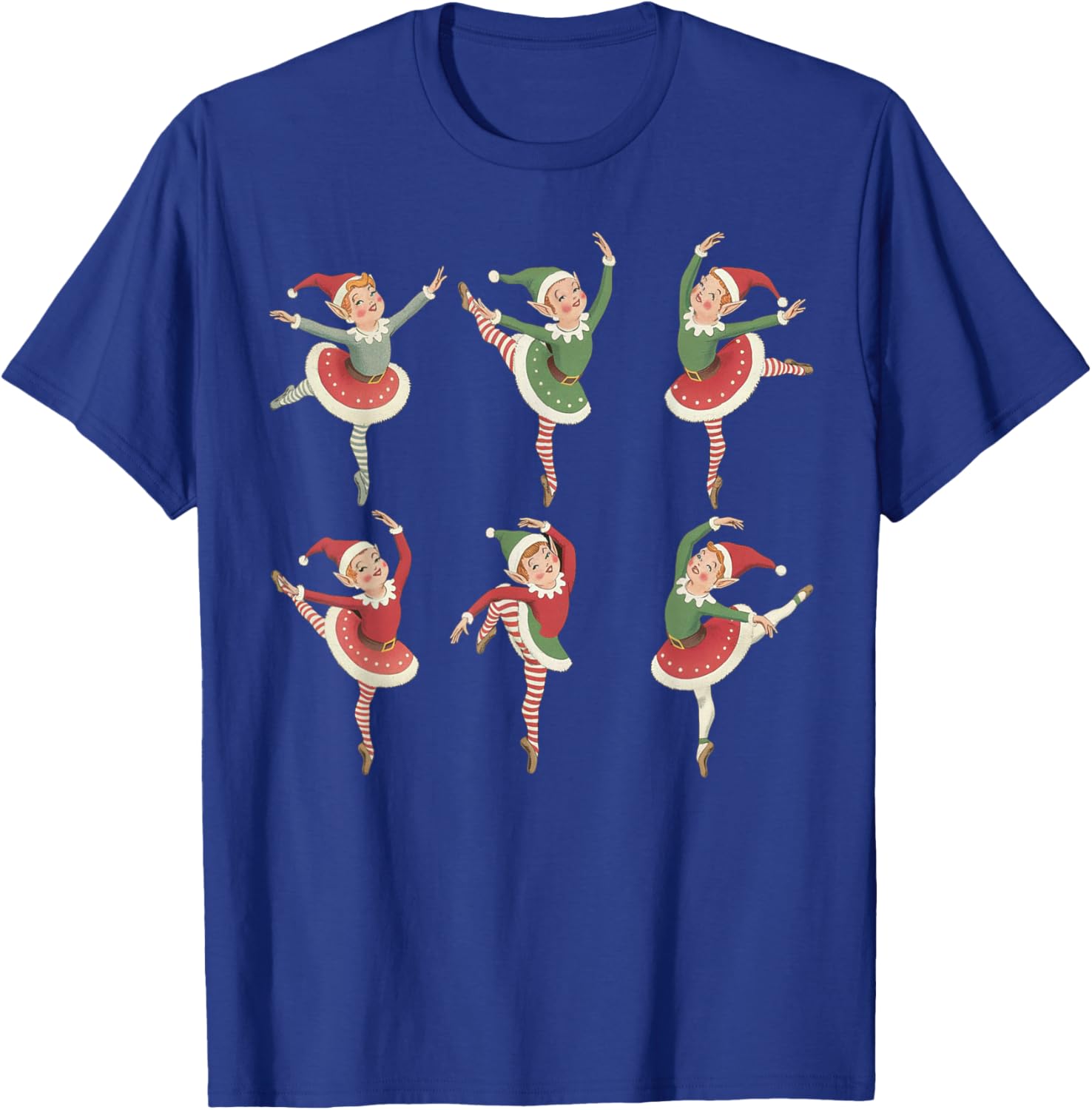 Elf Vintage Dancer Funny Christmas Ballet T-Shirt - T-Shirt | Royal