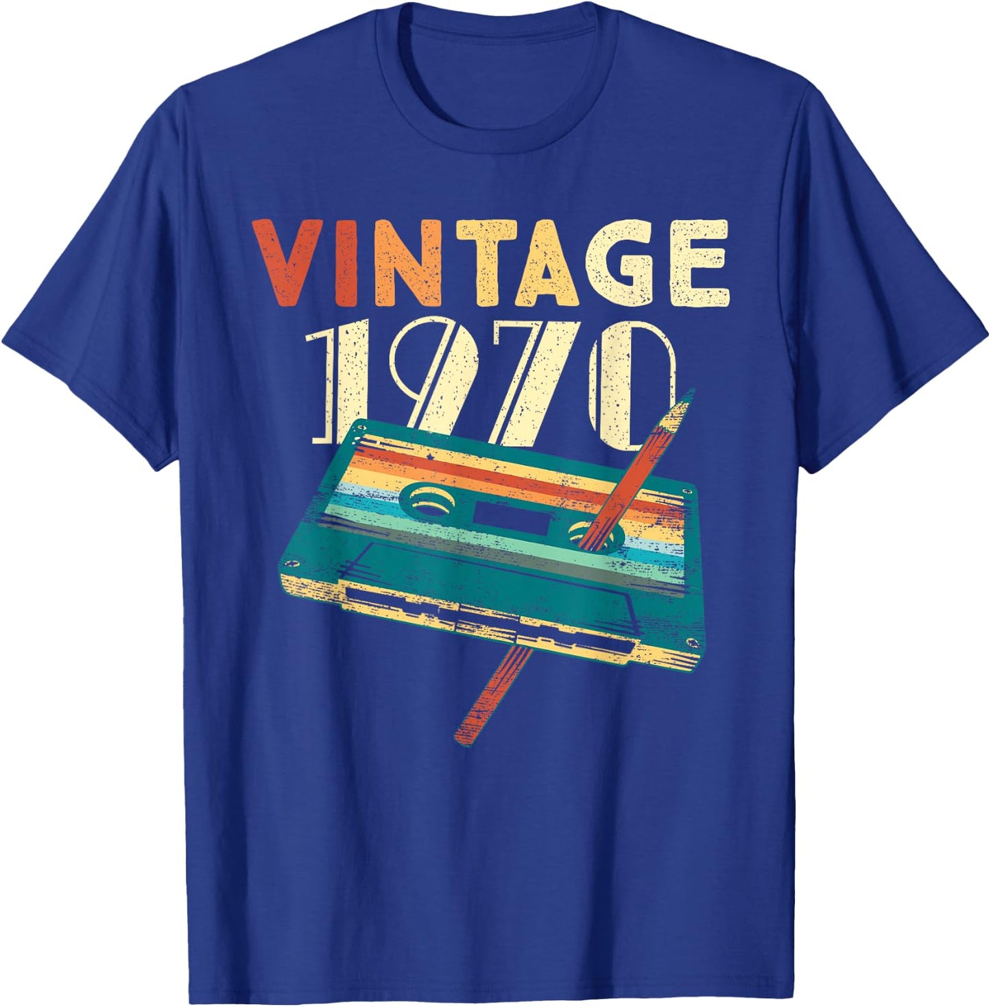55 Years Old Gifts Vintage 1970 Music Cassette 55th Birthday T-Shirt - T-Shirt | Royal